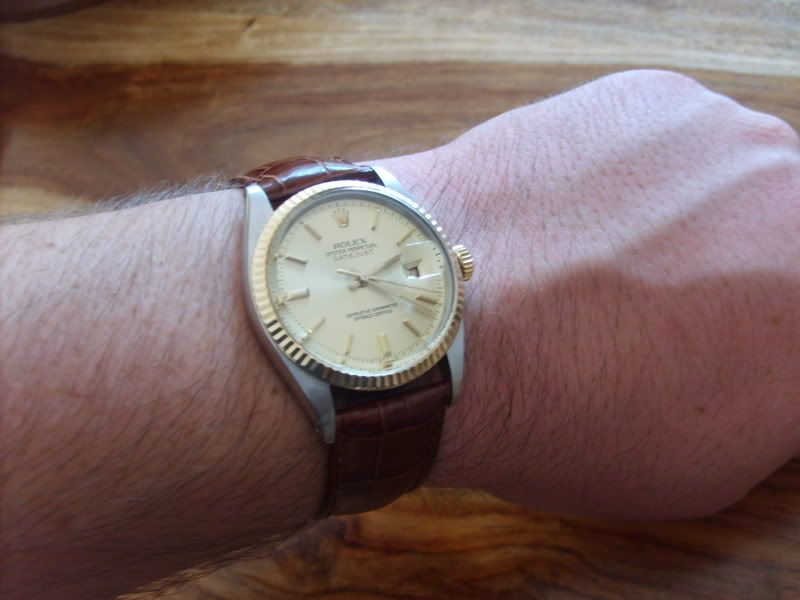 two tone datejust leather strap