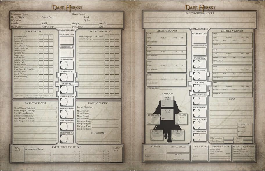 Dark heresy second edition character sheet