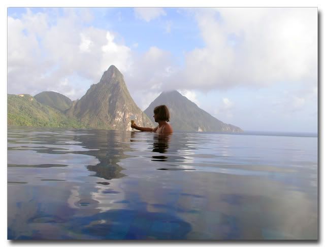 Kriss in the Jade Mountain Club Infinity Pool