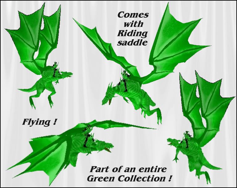 Green Armored Dragon 2, a flying dragon for IMVU...