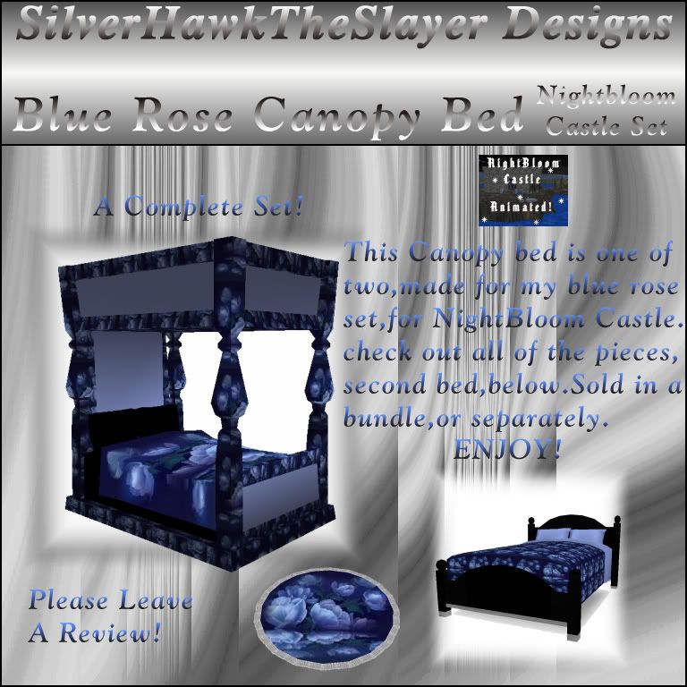 Blue Rose Canopy Bed