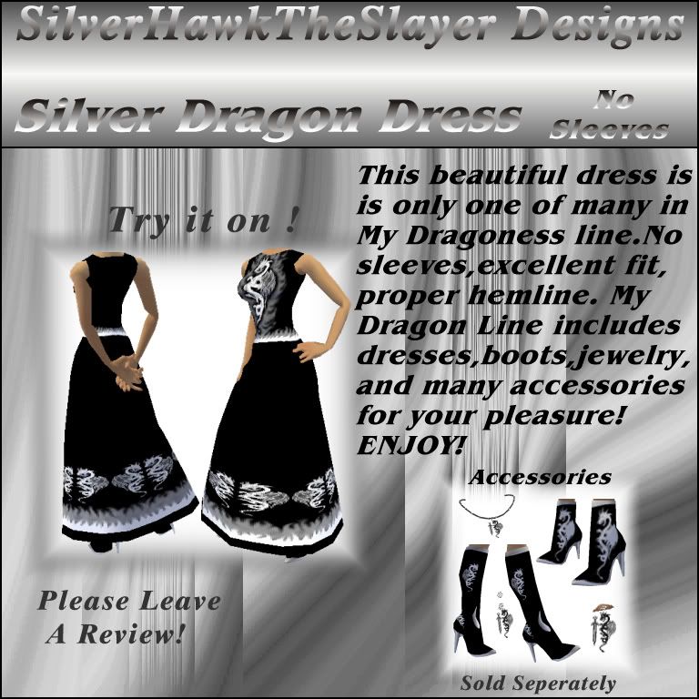 Silver Dragon Dress No Sleeves
