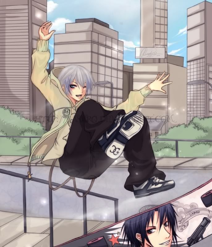 anime boy chibi. Anime Guy Skateboarding