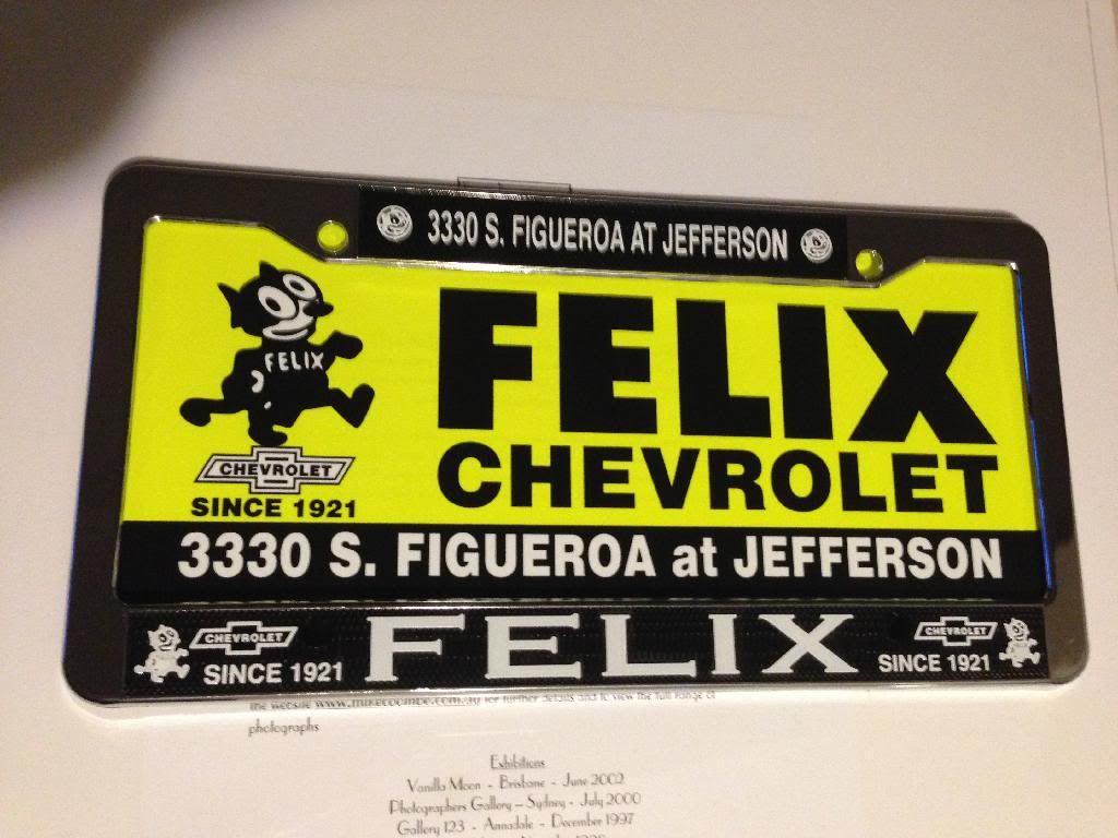 FELIX CHEVROLET LICENCE PLATE INSERTS AND FRAMES NEW