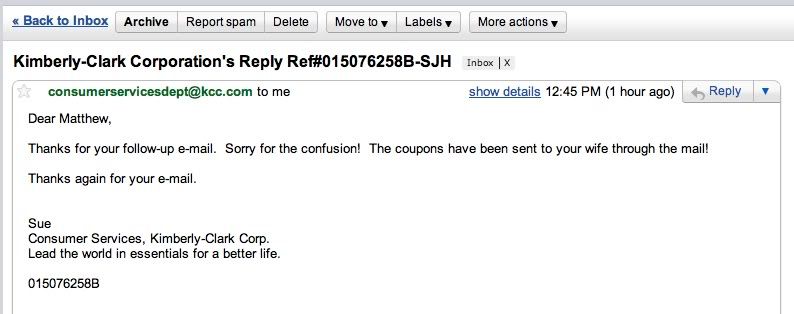 Kleenex Responds Again! Kleenex response no.2