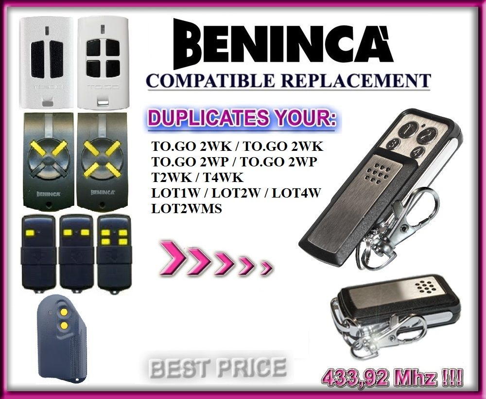 Telecomando compatibile con Benincà radiocomando TOGO TO.GO2 WP TO.GO 4 WK