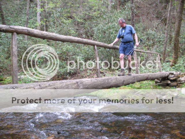 don anderson crossing on a footlog